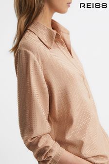 Reiss Nude Matilda Embellished Long Sleeve Shirt (U77088) | ₪ 1,225