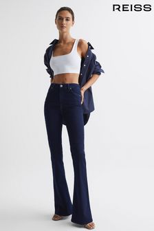 Reiss Dark Blue Perry Contour High Rise Flared Jeans (U77107) | €218