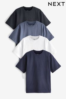 Синие - Набор из 4 футболок свободного кроя (3-16 лет) (U77144) | €30 - €39