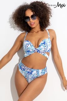 Pour Moi Blue Amalfi Foldover Bikini (U77297) | kr286
