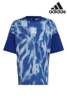 adidas Blue Junior Allover Print T-Shirt (U77300) | €17