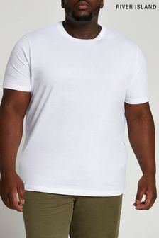 Weiß - River Island Big & Tall T-Shirt in schmaler Passform (U77327) | 16 €