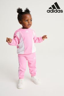 Spodnie do biegania niemowlęce Adidas z tkaniny frotte w bloki kolorów (U77445) | 159 zł