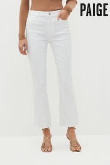 Paige Claudine White Ankle Flare Jeans With Surf Side Hem
