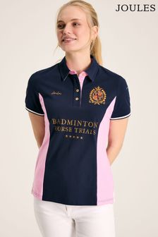 Joules Official Badminton Navy & Pink Polo Shirt (U77453) | $87