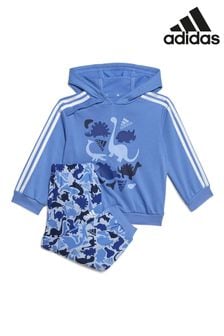 藍色 - Adidas幼童裝全幅恐龍迷彩印花厚絨布慢跑褲套裝 (U77503) | HK$360