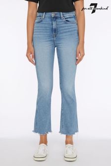 7 For All Mankind Slim Kick Flare Luxe Raw Hem Blue Jeans
