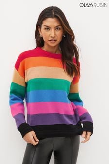 Olivia Rubin Red Maddison Rainbow Stripe Jumper (U77608) | $239