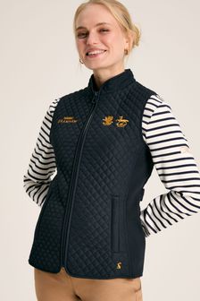 Joules Official Bramham Navy Blue Diamond Quilted Gilet (U77854) | OMR31