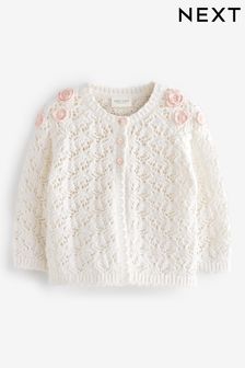 Crem florale - Cardigan tricotat Bebeluși Ocazie Croșetat (0 luni - 2 ani) (U78041) | 149 LEI - 166 LEI