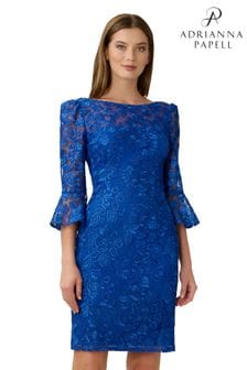 Modra oprijeta obleka z vezenino Adrianna Papell Rosie (U78129) | €86