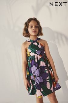 Purple Printed Cotton Dress (3-16yrs) (U78224) | €27 - €34