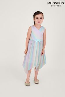 Monsoon Plissiertes Kleid mit Regenbogendesign, Violett/Bund (U78288) | 39 € - 47 €