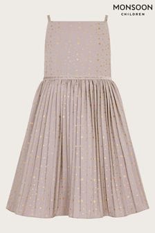 Monsoon Angelina Plissiertes Kleid mit Kosmos-Print, Flieder (U78289) | 36 € - 43 €