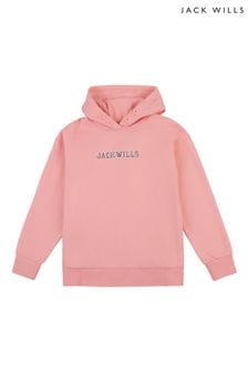 Jack Wills Oversize-Kapuzensweatshirt im College-Stil, Pink (U78461) | 70 € - 94 €