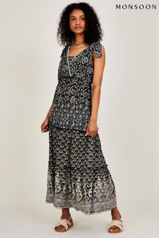 Monsoon Black Stitch Detail Jersey Maxi Dress (U78571) | 108 €