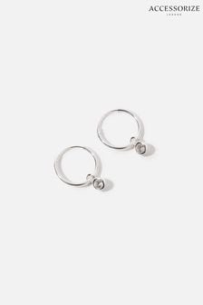 Accessorize Sterling Silver Sparkle Huggie Hoop Earrings (U78920) | ₪ 70