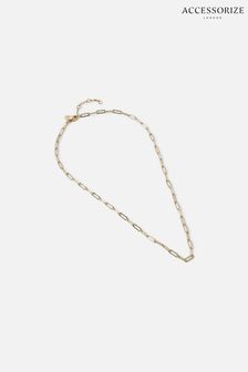 Accessorize Gold Plated Paperclip Chain Necklace (U78926) | ₪ 70