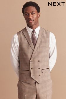Taupe Check Suit Waistcoat (U79046) | ₪ 172