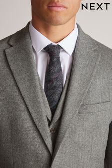 Sage Green Tailored Nova Fides Wool Herringbone Suit Jacket (U79056) | ₪ 379