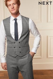 Grey Wool Blend Check Suit Waistcoat (U79073) | 35 €