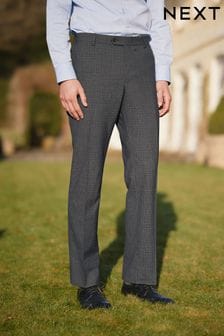 Navy Wool Blend Check Suit: Trouser (U79081) | AED123