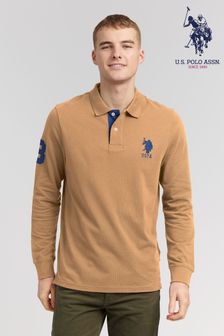 U.S. Polo Assn. Mens Regular Fit Player 3 Long Sleeve Polo Shirt (U79169) | 247 QAR