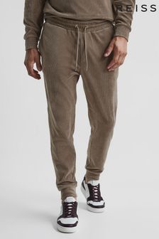 Reiss Mocha Kaiden Velour Cord Drawstring Joggers (U79578) | $161
