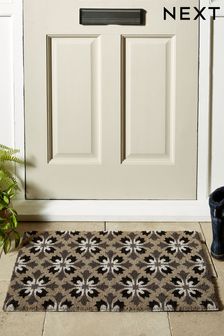 Grey Geometric Tile Wide Patio Doormat (U79849) | 79 SAR