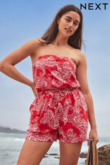 Rotes Paisley-Muster - Overall mit Bandeau-Schlauchtop (U80223) | 28 €