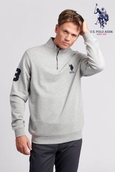 Grau - U.s. Polo Assn. Herren Basic-Sweatshirt mit hohem Stehkragen und Reißverschluss (U80393) | 87 €