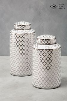Fifty Five South White/Silver Renne Small Ceramic Jar (U80550) | SGD 95