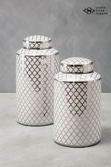 Fifty Five South White/Silver Renne Small Ceramic Jar (U80550) | $78