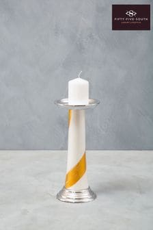 Fifty Five South White/Gold Brushstroke Candle Holder (U80562) | ₪ 172