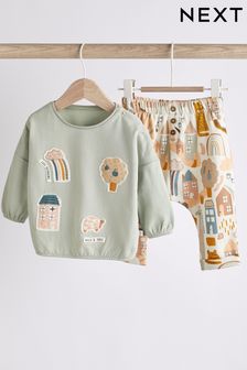 Multi Neutru - Set 2 piese bluză și pantaloni de sport pentru bebeluși (0 luni - 2 ani) (U80710) | 124 LEI - 141 LEI