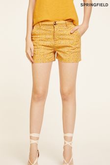 Springfield Yellow Printed Cotton Chino Shorts (U81158) | €12.50
