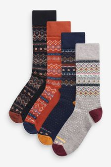 Black/Navy Blue Fairisle Pattern Socks (U81234) | $17