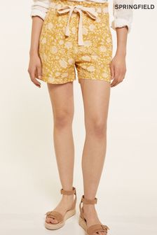 Springfield Yellow Linen Printed Shorts (U81256) | €14.50