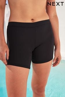 Black Long Length Bikini Shorts (U81281) | $38