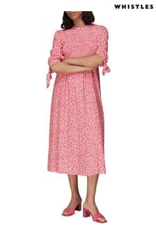Розовый - Платье с присборенным топом и анималистичным принтом Whistles (U81417) | €93