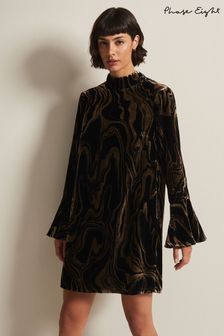 Phase Eight Rayna Velvet Swirl Mini Black Dress (U81443) | €70