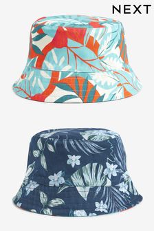 Navy Blue/Orange Floral Festival Reversible Bucket Hat (U81903) | €8