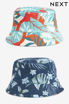 Navy Blue/Orange Floral Festival Reversible Bucket Hat (U81903) | 36 zł