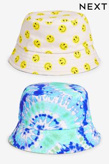 Blue Tie Dye/Smile Face Festival Reversible Bucket Hat (U81907) | $22