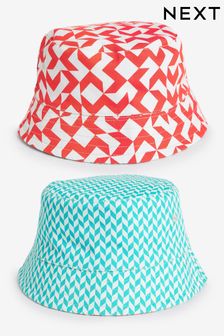 Orange/Blue Geometric Print Festival Reversible Bucket Hat (U81908) | 8 €