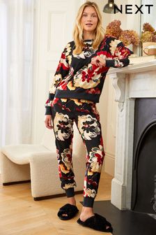 Black Floral Next Supersoft Cosy Pyjamas (U81930) | $50