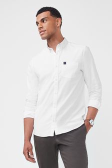 White With Chest Pocket Slim Fit Long Sleeve Stretch Oxford Shirt (U82358) | 36 €
