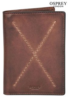 OSPREY LONDON Brown Cross Stitch Leather RFID Passport Cover (U82827) | $74