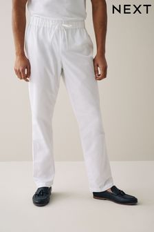 White Drawstring Waist Mens Kurta Trousers (U83995) | $33