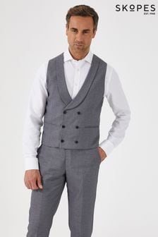 Skopes Silver Harcourt Double Breasted Slim Fit Suit Waistcoat (U84228) | $77